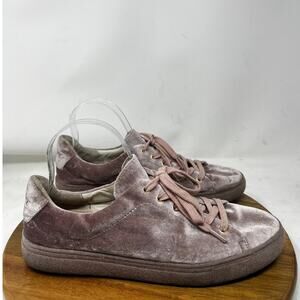 Schutz Sneakers‎ Orianda Rose Pink Velvet Low Top Lace Up Size 9.5B